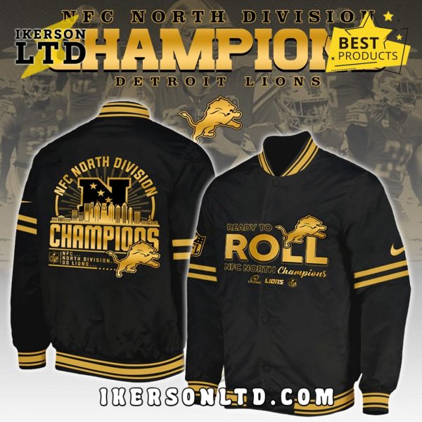 Detrois Lions Black Division Champions Baseball Jacket