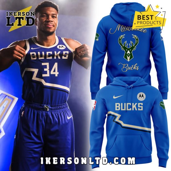 Milwaukee Bucks 2024 25 City Edition Blue Hoodie