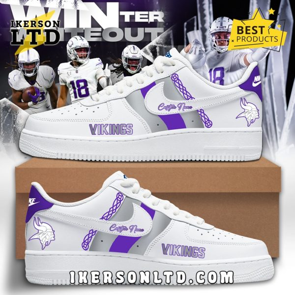 Minnesota Vikings Winter Whiteout Nike Air Force 1 Sneakers