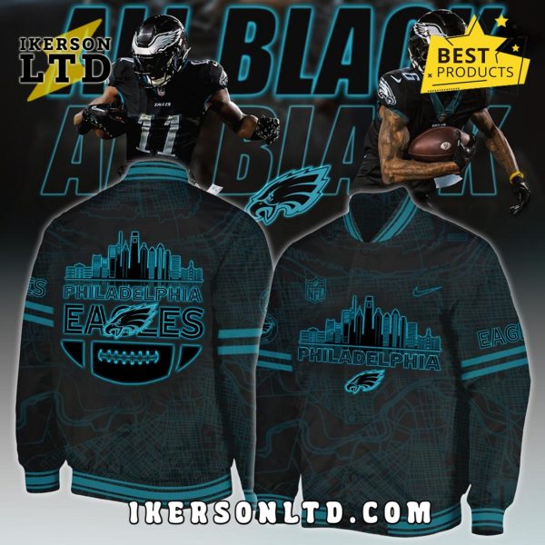 Philadelphia Eagles 2025 Back In Black Baseball Jacket