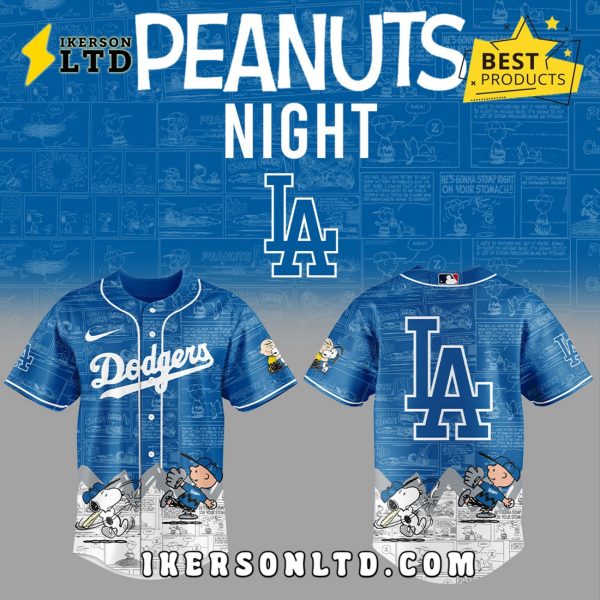 75th Anniversary of Peanuts Los Angeles Dodgers Baseball Jersey