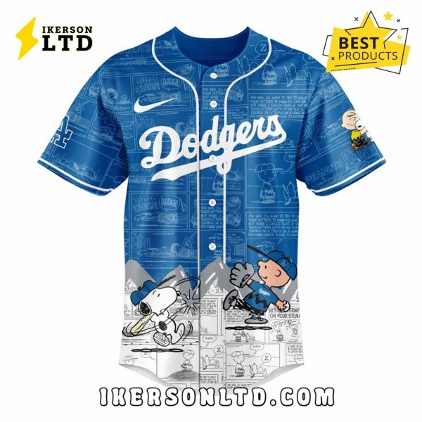 75th Anniversary of Peanuts Los Angeles Dodgers Baseball Jersey