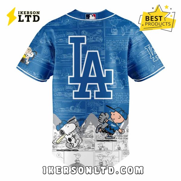 75th Anniversary of Peanuts Los Angeles Dodgers Baseball Jersey