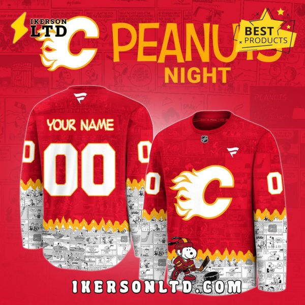 75th Anniversary of Peanuts Snoopy Calgary Flames Hockey Jersey