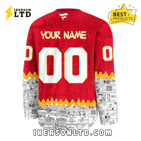 75th Anniversary of Peanuts Snoopy Calgary Flames Hockey Jersey