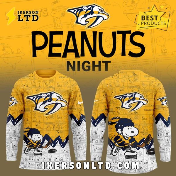 Anniversary of Peanuts Nashville Predators Gold Hockey Jersey