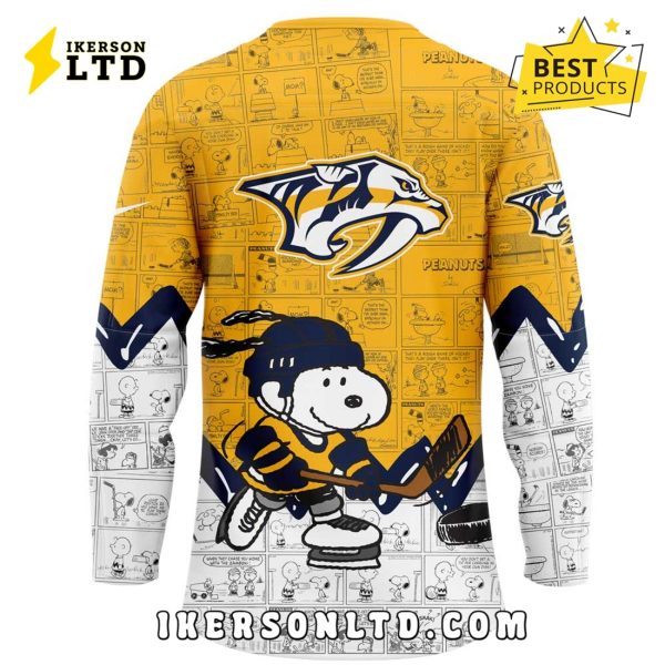 Anniversary of Peanuts Nashville Predators Gold Hockey Jersey