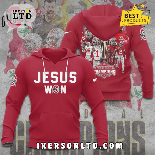 Jesus Won Ohio State Buckeyes Champions Red Hoodie