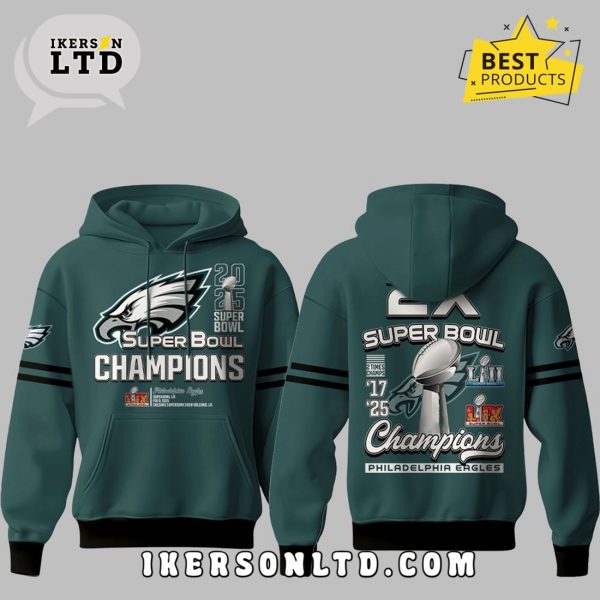 Philadelphia Eagles 2025 2X Super Bowl Hoodie