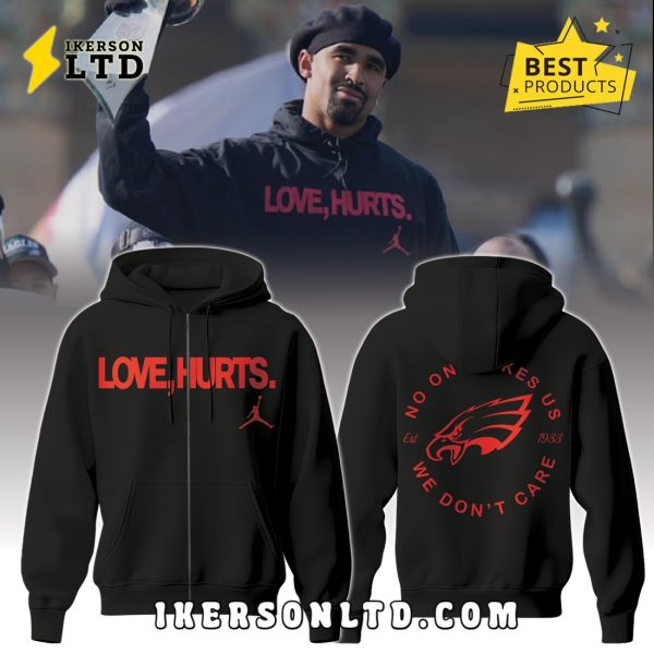 Philadelphia Eagles NFL x Love Hurts 2025 Black Hoodie