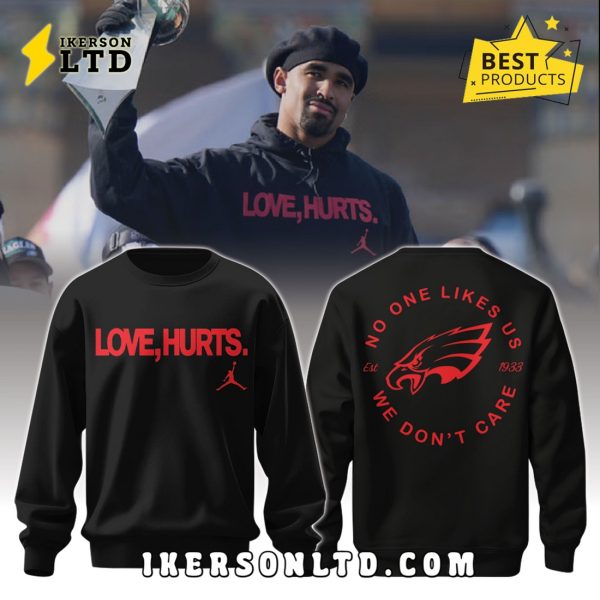 Philadelphia Eagles NFL x Love Hurts 2025 Black Hoodie