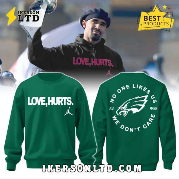 Philadelphia Eagles NFL x Love Hurts 2025 Green Hoodie