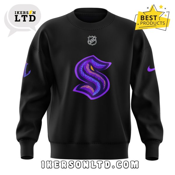 Seattle Kraken Black Hockey History Night Hoodie Jersey