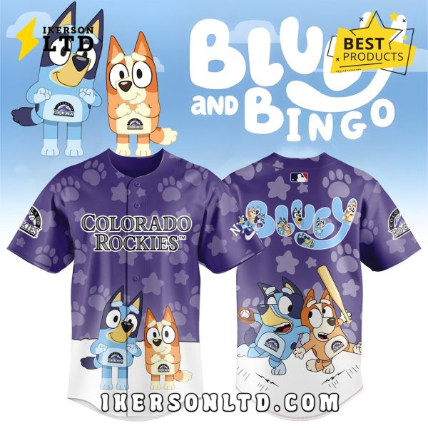Colorado Rockies Hoodie Bluey and Bingo Baseball Jersey