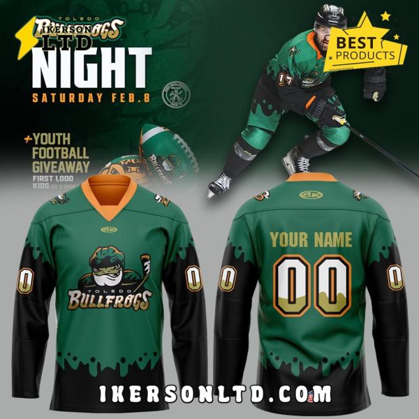 Toledo Walleye Bullfrogs Personalized Hockey Jersey