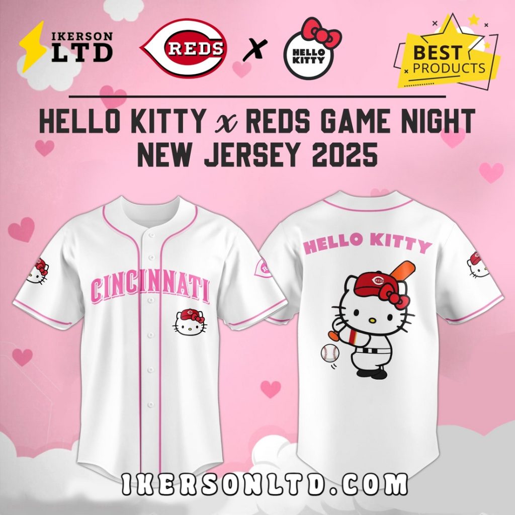 Cincinnati Reds x Hello Kitty Game Night Baseball Jersey - IkersonLTD