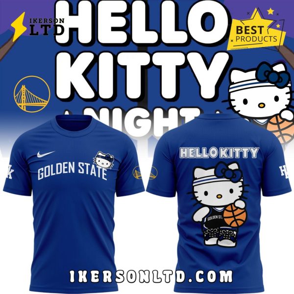 Golden State Warriors x 2025 Hello Kitty Night Blue Hoodie