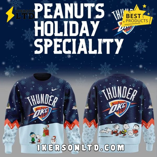 Oklahoma City Thunder 2025 Peanuts Holiday Speciality Hoodie