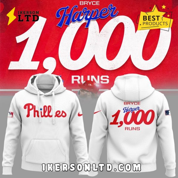 Philadelphia Phillies Bryce Harper 1000 Career Runs Hoodie