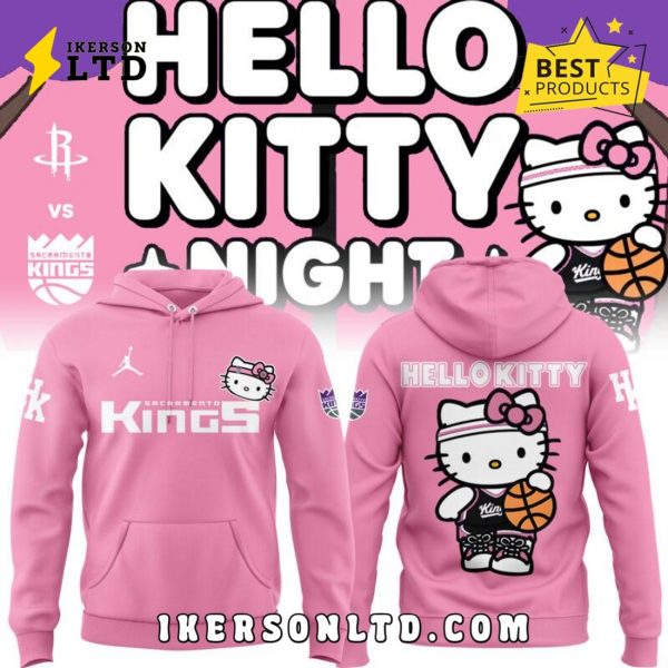 Sacramento Kings x 2025 Hello Kitty Night Pink Hoodie