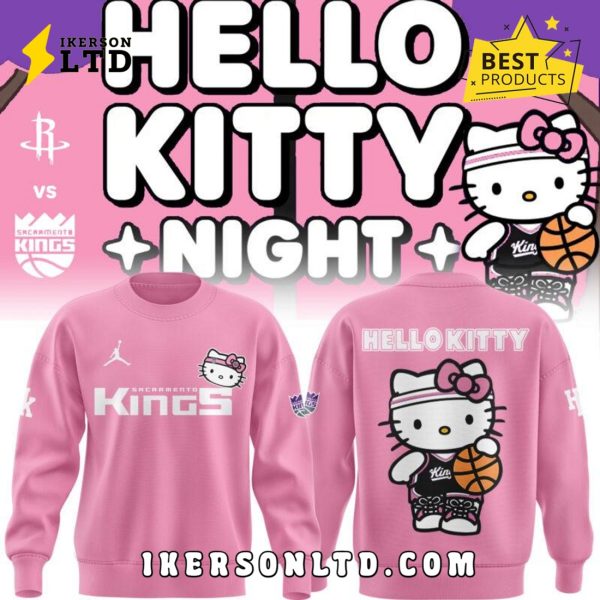 Sacramento Kings x 2025 Hello Kitty Night Pink Hoodie