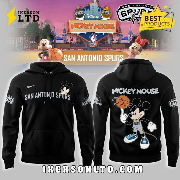 San Antonio Spurs x Mickey Mouse 2025 Black Hoodie