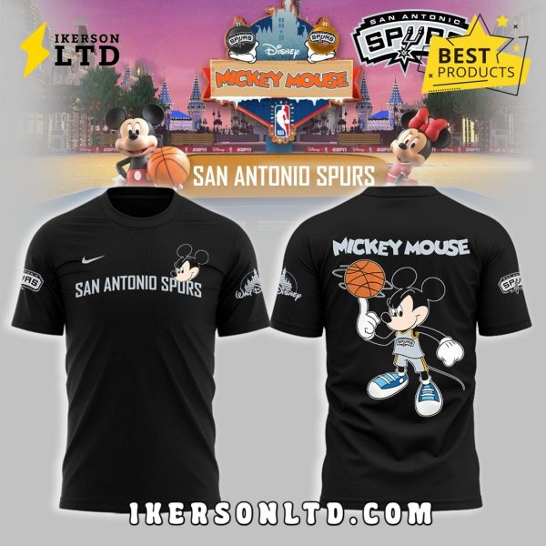 San Antonio Spurs x Mickey Mouse 2025 Black Hoodie