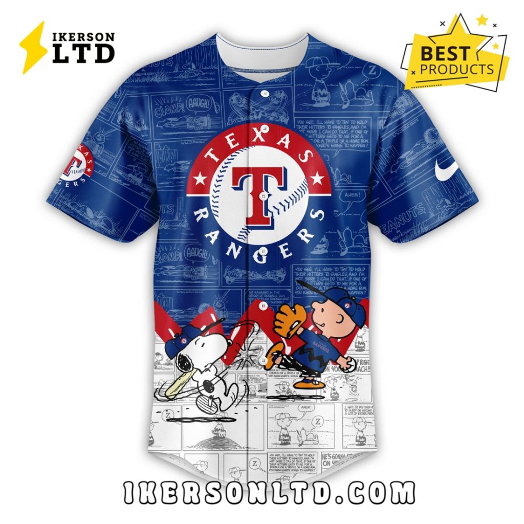 Texas Rangers x 75th Anniversary of Peanuts Baseball Jersey - IkersonLTD