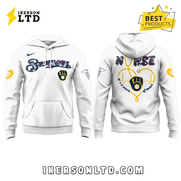 2025 Milwaukee Brewers Nurses Night White Hoodie