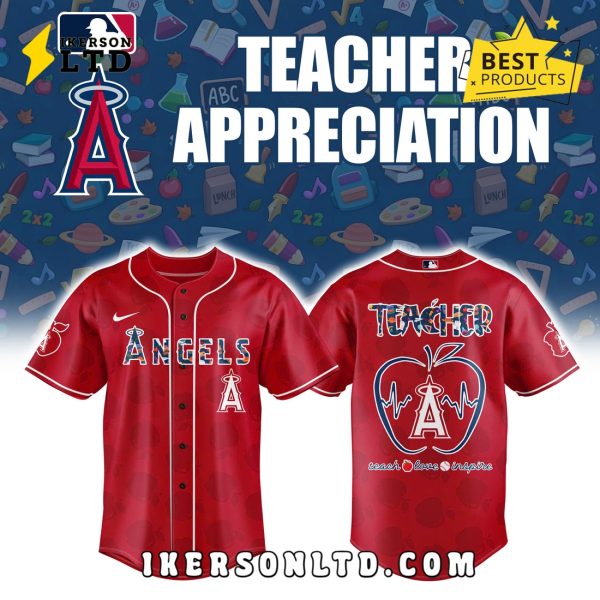 Los Angeles Angels Teacher Night Red Baseball Jersey