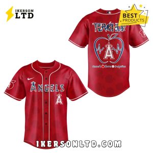 Los Angeles Angels Teacher Night Red Baseball Jersey
