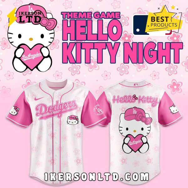 Los Angeles Dodgers x Hello Kitty Pink Baseball Jersey