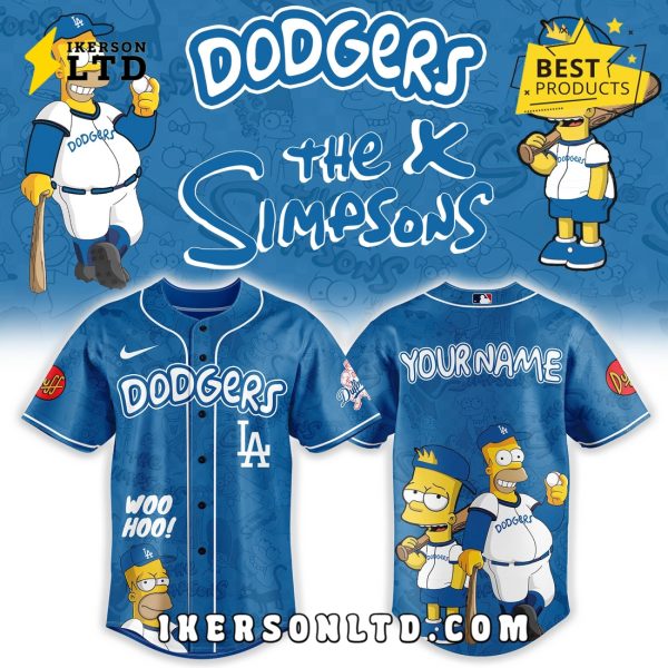 Los Angeles Dodgers x The Simpsons Heritage Navy Baseball Jersey