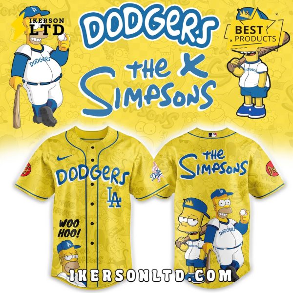 Los Angeles Dodgers x The Simpsons Heritage Yellow Baseball Jersey