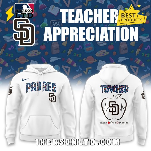 MLB San Diego Padres Teacher Night White Hoodie, Long Pants