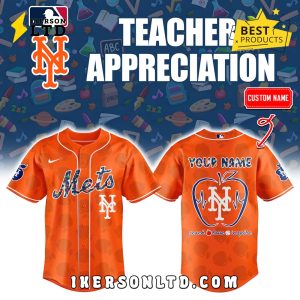 New York Mets 2025 Teacher Appreciation Orange Baseball Jersey