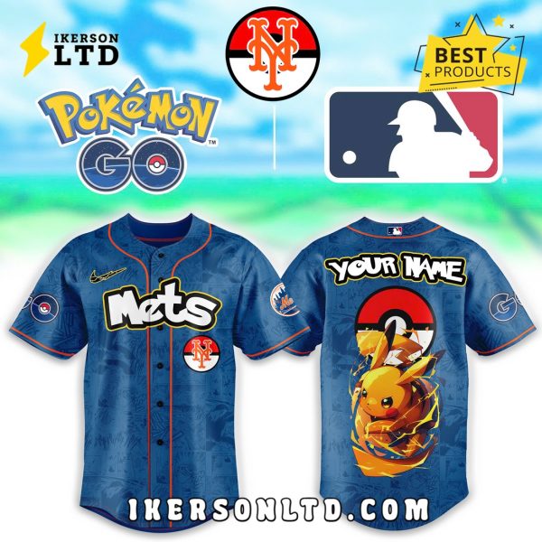 New York Mets x Pokemon Go Pikachu Baseball Jersey
