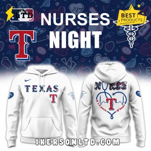 Texas Rangers 2025 Nurses Night White Hoodie