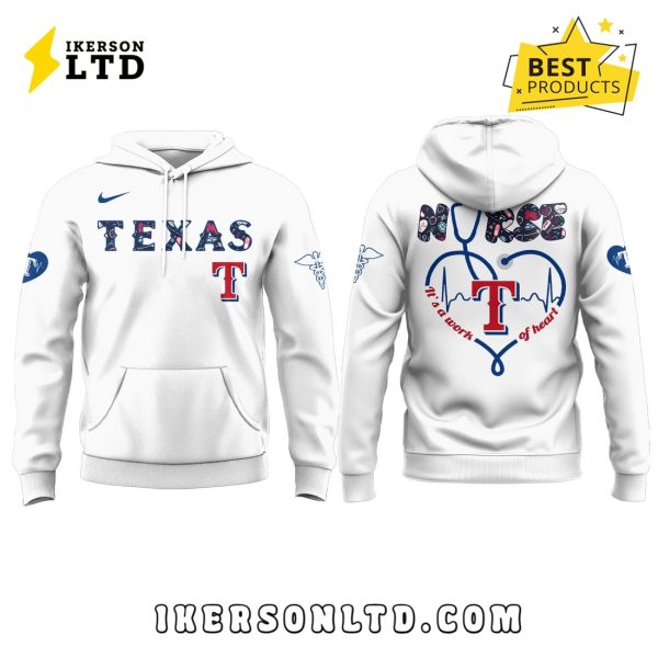 Texas Rangers 2025 Nurses Night White Hoodie