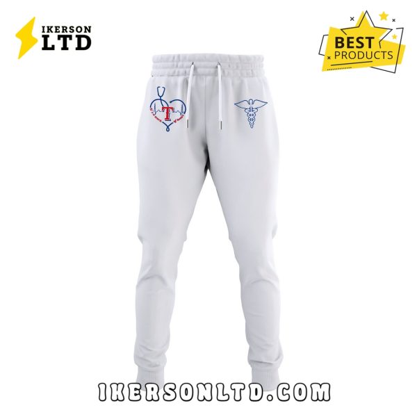 Texas Rangers 2025 Nurses Night White Hoodie, Long Pants