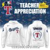 Texas Rangers 2025 Teacher Night White Hoodie, Long Pants