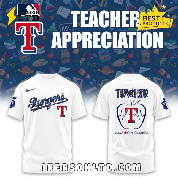 Texas Rangers 2025 Teacher Night White Hoodie