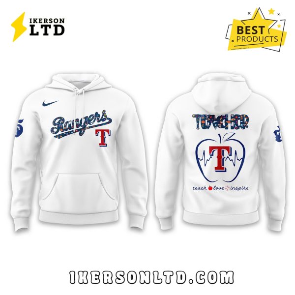 Texas Rangers 2025 Teacher Night White Hoodie