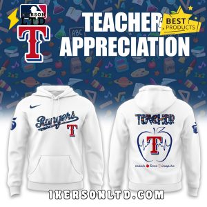 Texas Rangers 2025 Teacher Night White Hoodie, Long Pants