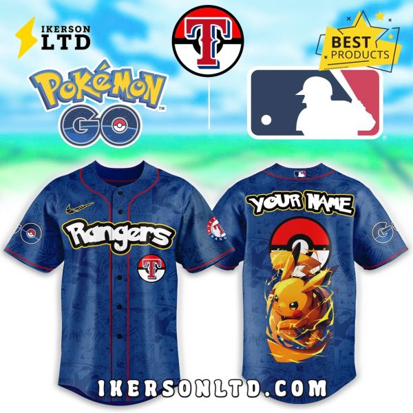 Texas Rangers x Pokemon Go Pikachu Baseball Jersey