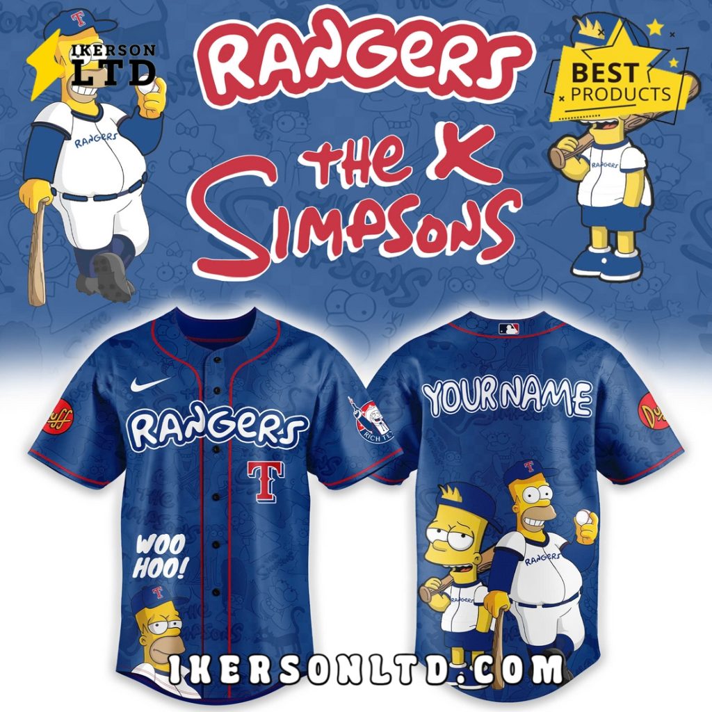 Bob R Simpson Texas Rangers Texas Rangers x The Simpsons Heritage Baseball Jersey - IkersonLTD