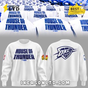 Limited Edition OKC House Of Thunder 2025 White Zip Hoodie
