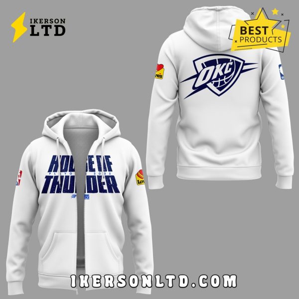 Limited Edition OKC House Of Thunder 2025 White Zip Hoodie