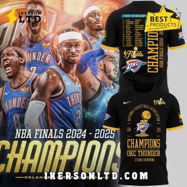 OKC Thunder 2X NBA Champions Black Shirt