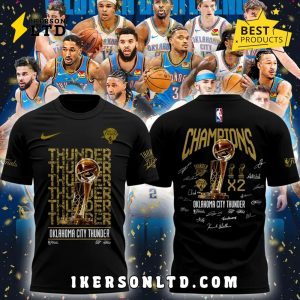 Oklahoma City Thunder 2025 Champions Signatures Black Shirt